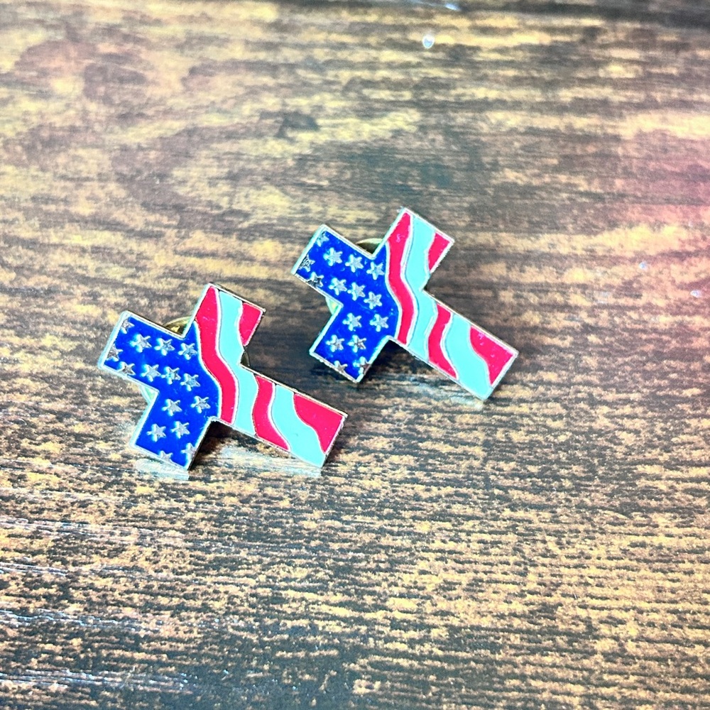 American Flag Cross Pins